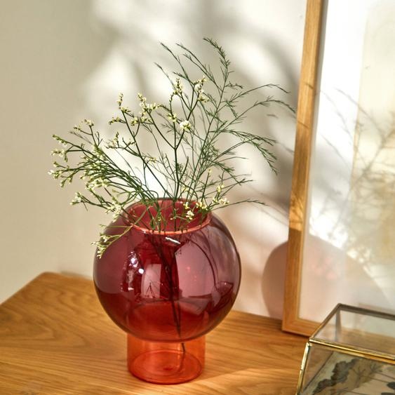 Vase Boule En Verre Teinté, Hauteur 17 Cm -