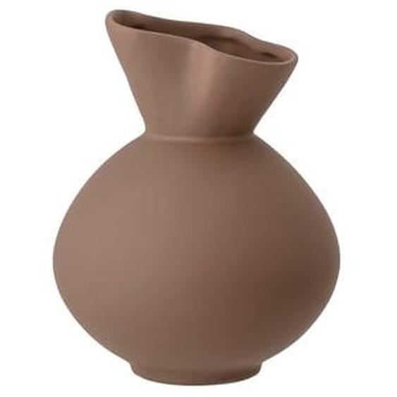 Vase en grès marron, à poser, conique, ondulé, glacis mat - Bloomingville, Nicita - Ø17xH20 cm