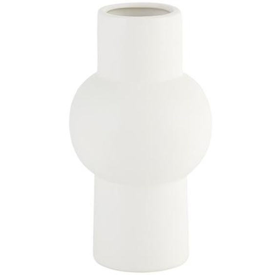 Vase céramique blanc boule haut diam12.8 X ht23.5cm