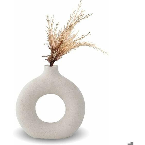 Vase Céramique Minimaliste – Décoration Maison 13.5x14.5cm (Design Blanc et Polyvalent – Pour Plantes/Bouquets)