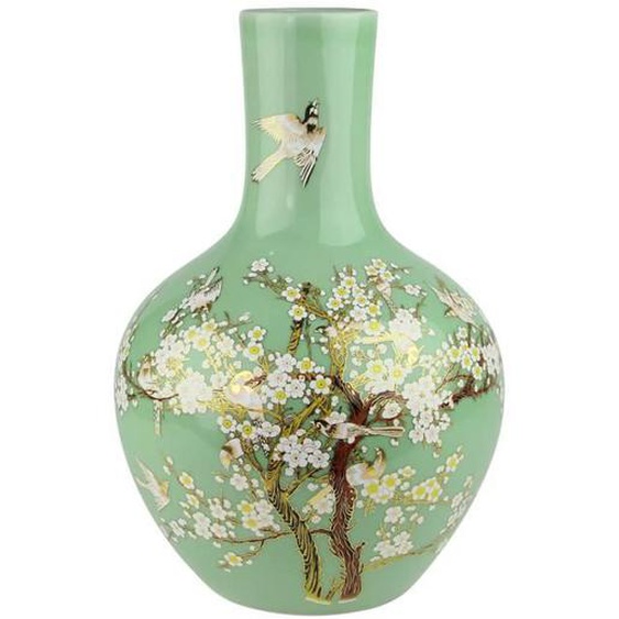 Vase Chinois - Fine Asianliving - Fait Main - D41 x H57 cm - Couleur Menthe - Ethnique