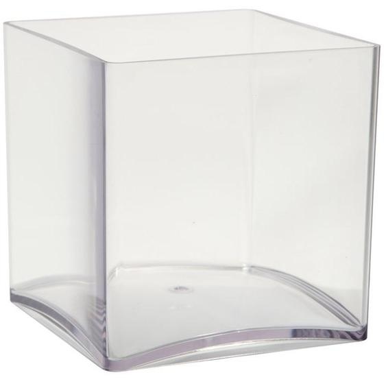 Vase cubique en acrylique, 15x15x15 cm – transparente, légère, incassable
