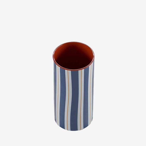 Vase cylindrique à rayures bleu, Orlando - modèle medium