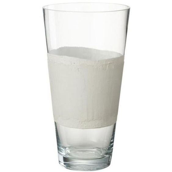 Vase Déco - J-LINE - Delph - 35cm - Verre Transparent & Blanc - Design Contemporain