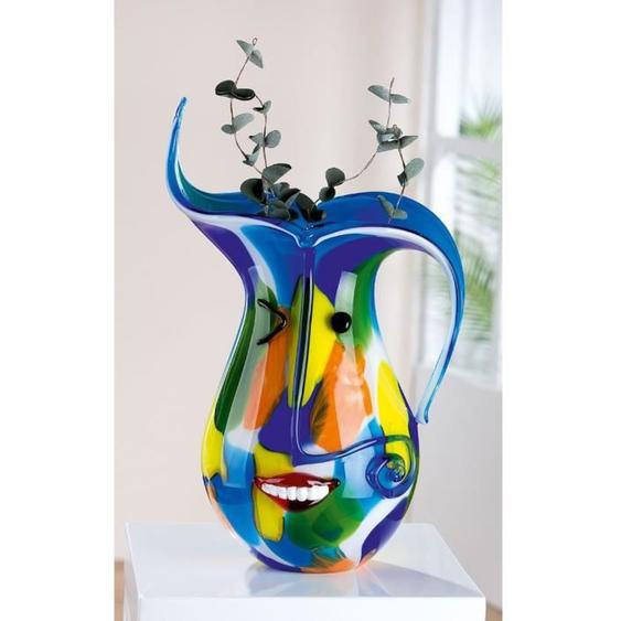 Vase décoratif - GILDE GLAS ART - Visage - Verre coloré - Hauteur 40 cm - Multicolore