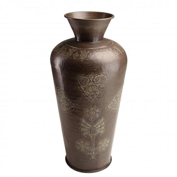Vase décoratif - MACABANE - Honore - Aluminium - Cuivre foncé - 40x40x85 cm