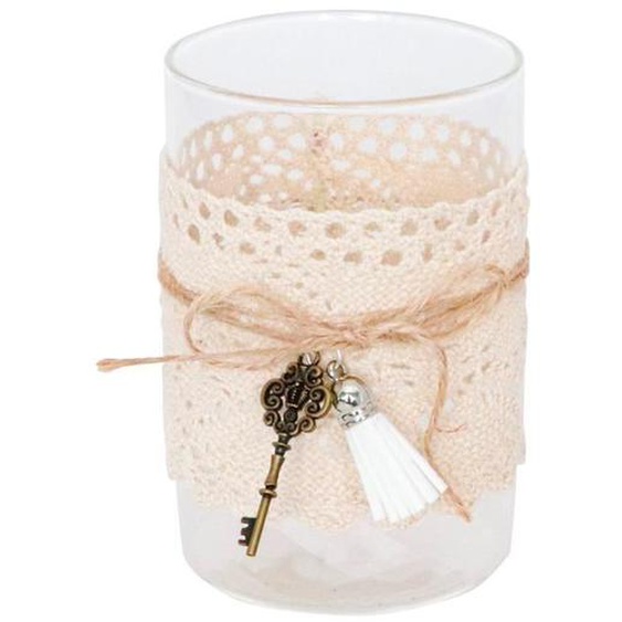 Vase décoratif - Non spécifié - 12 x 8,5 cm - Verre - Dentelle écrue - Style campagne