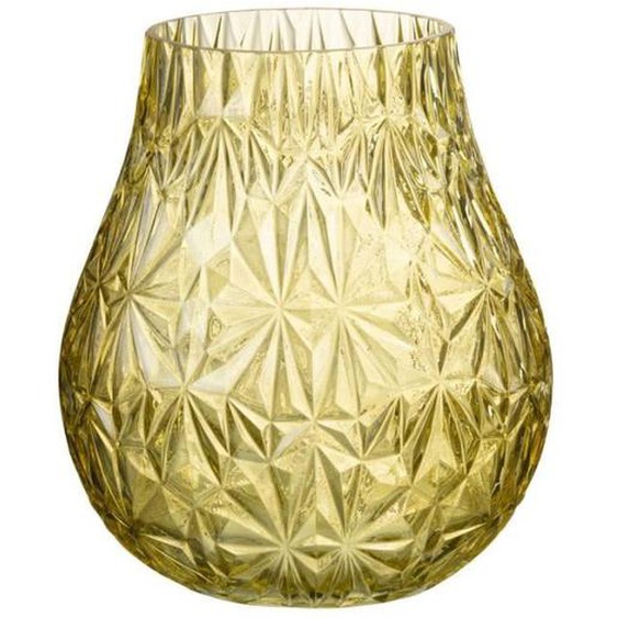 Vase Design en Verre - J-LINE - Diamant - 22cm - Jaune - Contemporain