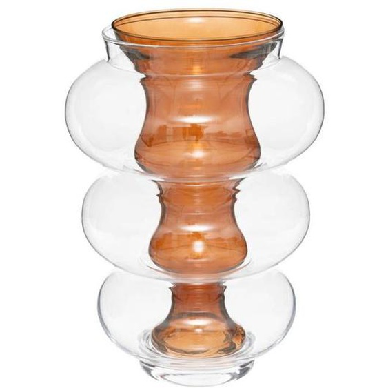 Vase - ATMOSPHERA - Double - H36cm - Verre ambre - Design contemporain