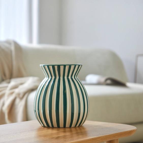 Vase En Céramique, À Rayures -