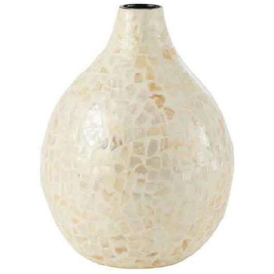 Vase Décoratif - J-LINE - Modèle nuye - 33cm - Ivoire Beige - Motif Mosaïque