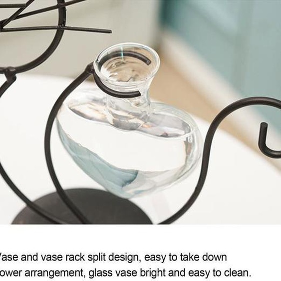 Vase hydroponique - VVIKIZY - Design chat - Fer et verre - Noir et or - 20x19x8,5cm et 28,5x12x8,5cm