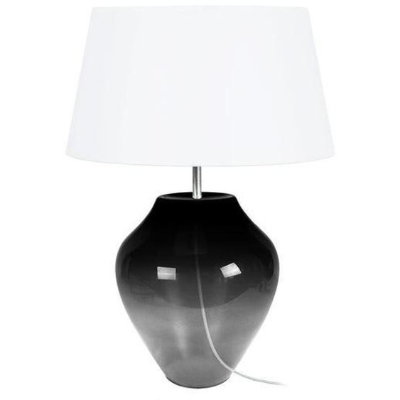 VASE-Lampe à poser vase verre  fumé Abat-jour: tambour tissu blanc 1 ampoule E27 urbain P30xD30xH44cm
