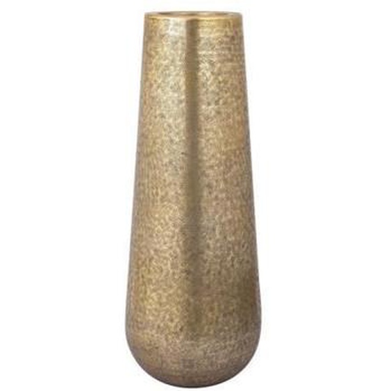 Vase PTMD Vayen - 30 x 30 x 80 cm - Aluminium - or