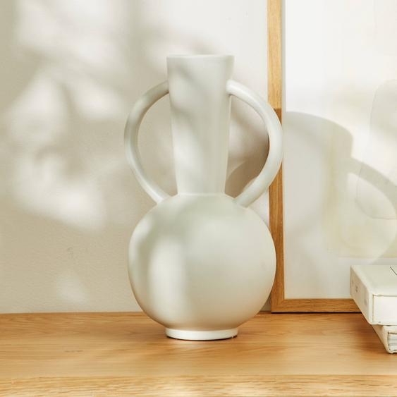 Vase Rond Céramique, Double Anses - Hauteur 29,5 Cm -