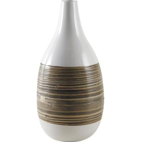 Vase rond en bambou laqué blanc - Marque - Modèle - Blanc - Paille - Osier - Fibre naturelle