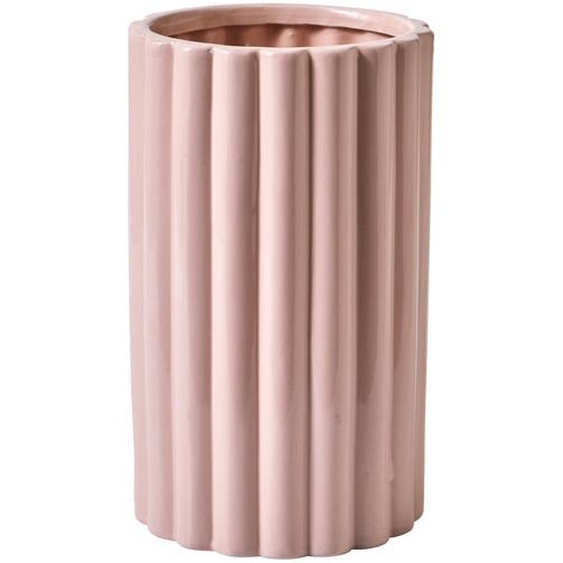 Vase Strié Céramique Rose -