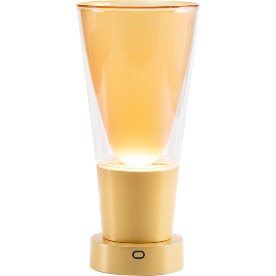 Vase Zafferano Soffio - Lampe de table LED rechargeable IP65 avec fonction vase, verre ambré et base dorée - Autonomie 10h