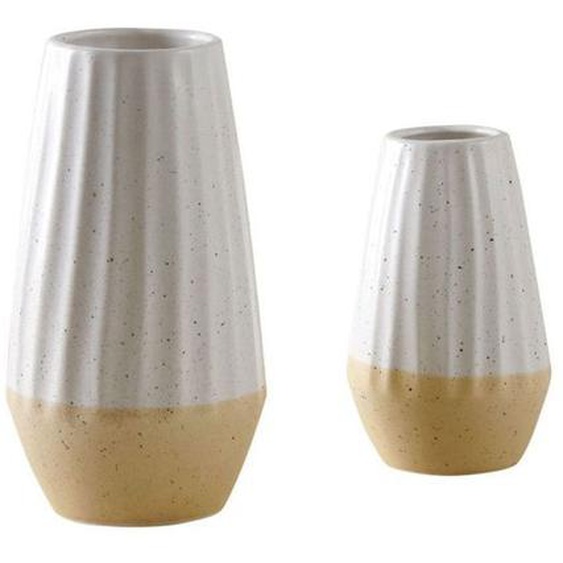 Vases en céramique - Terrazzo - Lot de 2 - Jaune et Blanc