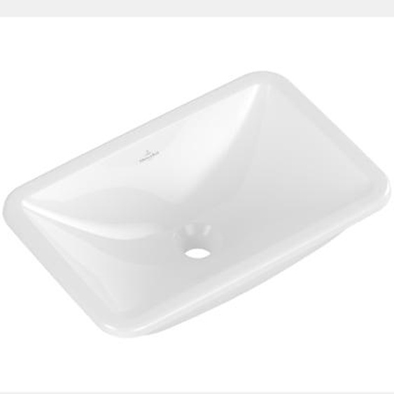 Vasque 51 x 34 rectangle à poser  Loop & Friends TitanCeram Stone white sans trop plein