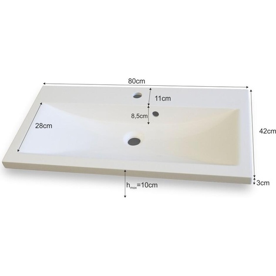 Vasque 80cm collection RAVEN, coloris blanc