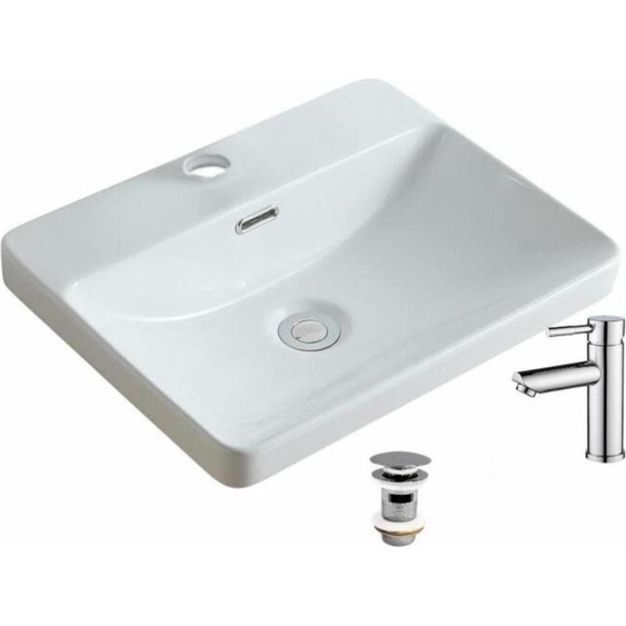 Vasque à encastrer rectangulaire LEA 48x37 + robinet + bonde