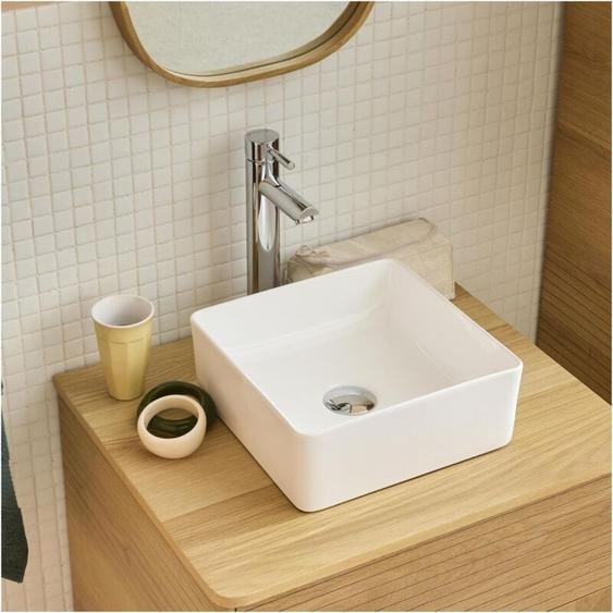 Vasque à poser carrée en céramique blanche 30cm