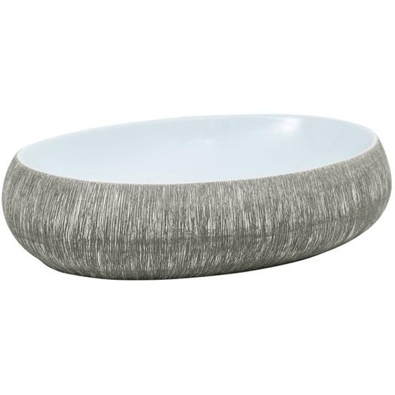 Vasque à poser gris et bleu ovale 59x40x15 cm céramique