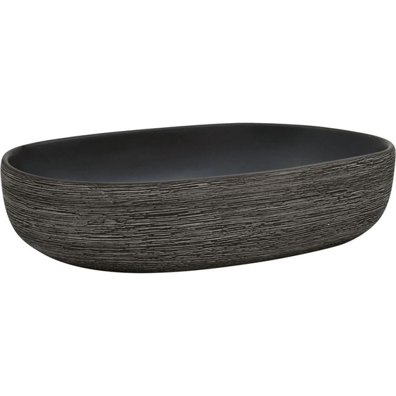 Vasque à poser gris et noir ovale 59x40x14 cm céramique