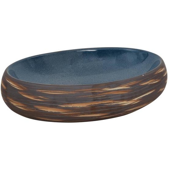 Vasque à poser marron et bleu ovale 59x40x15 cm céramique