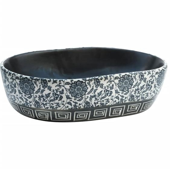 Vasque à poser noir et bleu ovale 47x33x13 cm céramique