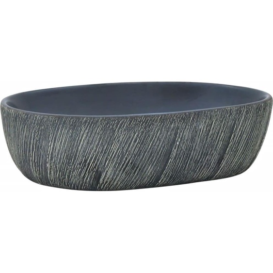 Vasque à poser noir et gris ovale 47x33x13 cm céramique