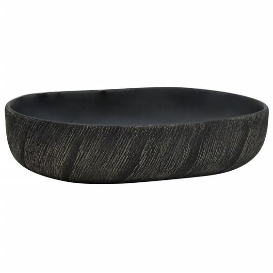 Vasque à poser noir ovale 59x40x14 cm céramique