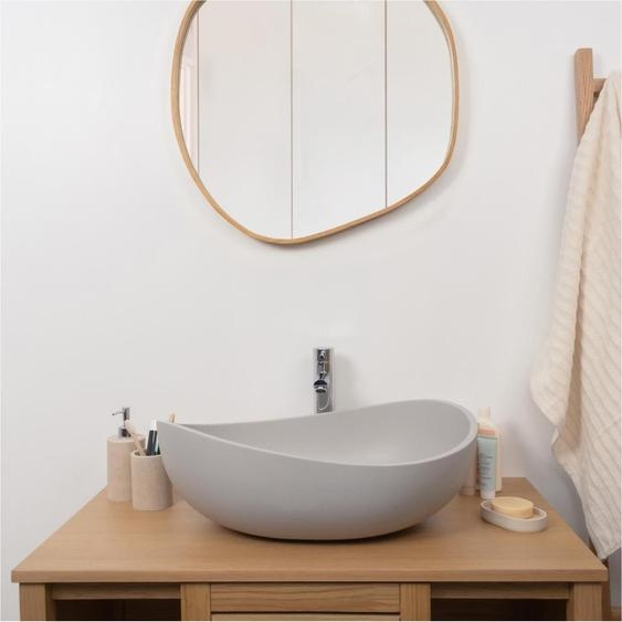 Vasque à poser organique en béton gris 57x37cm