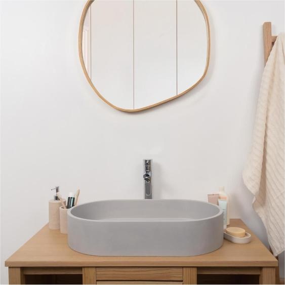 Vasque à poser ovale en béton gris 60x35cm