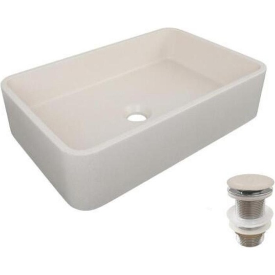 Vasque à poser rectangulaire SANDY 50x32,5cm + bonde