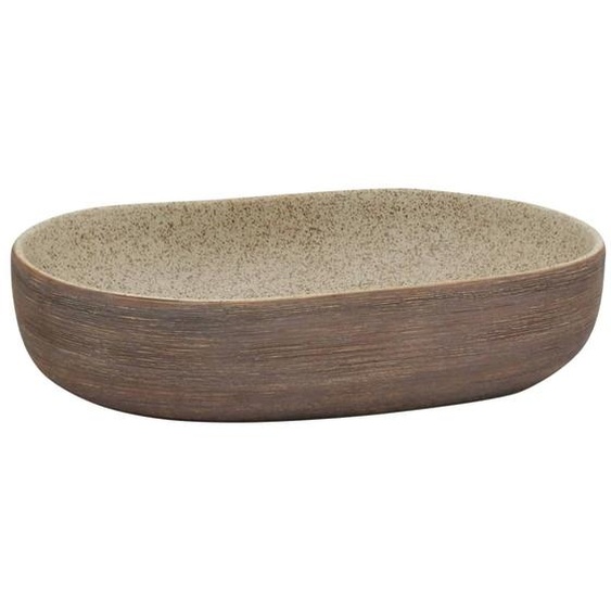 Vasque à poser sable et marron ovale 59x40x14 cm céramique