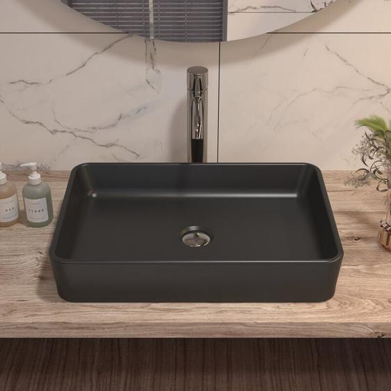 Deervalley - Vasque à poser salle de bain rectangulaire en céramique noir mat