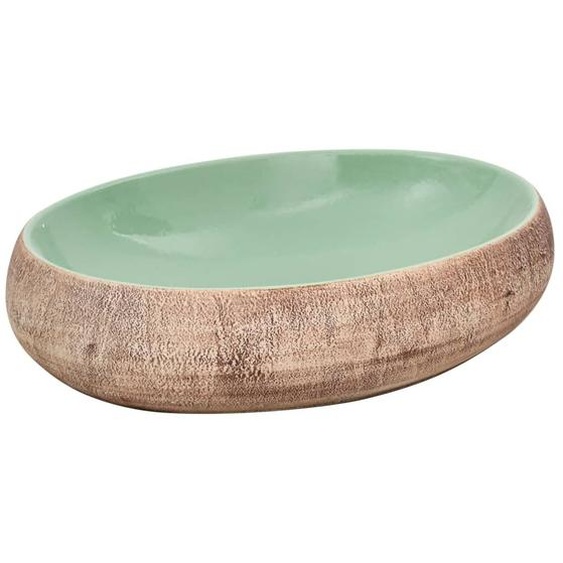 Vasque à poser vert et marron ovale 59x40x15 cm céramique