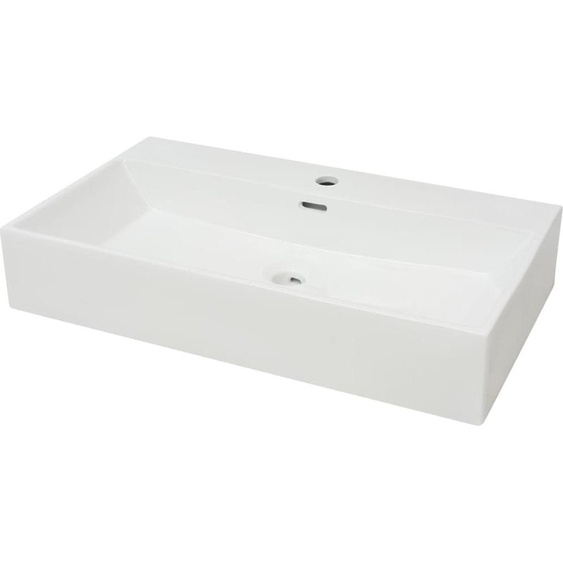 Vasque avec trou de robinet en céramique Blanc 76x42,5x14,5 cm