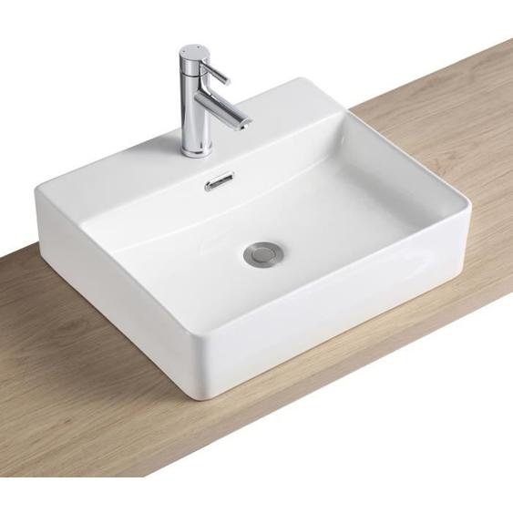 Vasque rectangulaire à poser en céramique blanche 50 x 42 cm ALBA Blanc