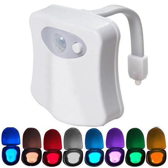 Veilleuse LED détection mouvement 16 couleurs, toilette, 3 piles AAA incluses - Blanc