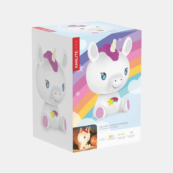Veilleuse licorne LED - intensité variable - rechargeable USB - RVB / blanc chaud