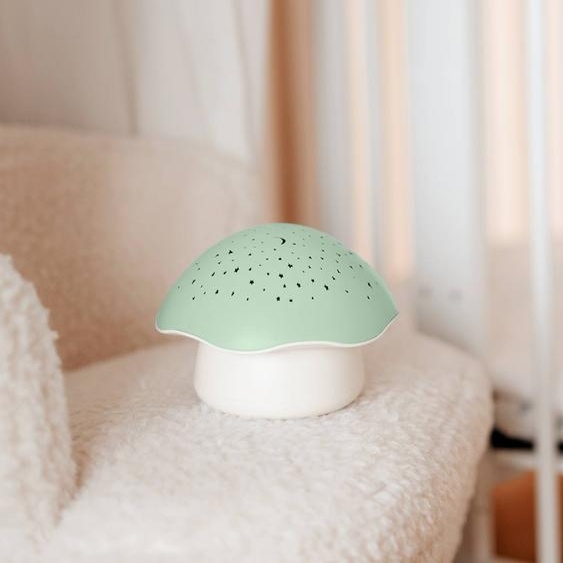 Veilleuse musicale et projecteur détoiles Champignon vert sauge