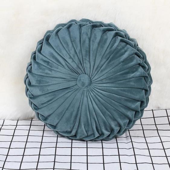 Velvet Plissé Rond Citrouille Coussin Coussin Sol Etage pour Canapé Chaise Lit Voiture Voiture Décoratif-Bleu