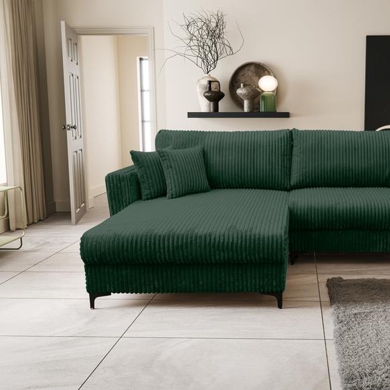 VENASI COMO Canapé dangle universel avec fonction de couchage et coffre de lit Canapé-lit dangle en velours côtelé Canapé vert HIT 02