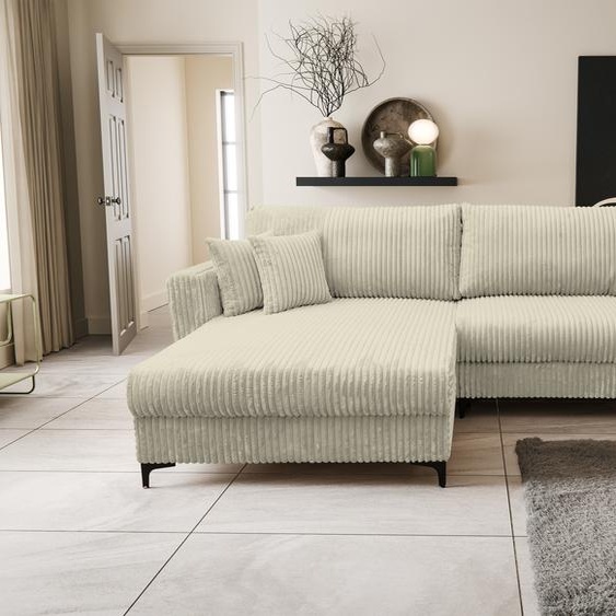 VENASI COMO Canapé dangle universel avec fonction sommeil et coffre de lit Canapé-lit dangle en velours côtelé Canapé beige HIT 07