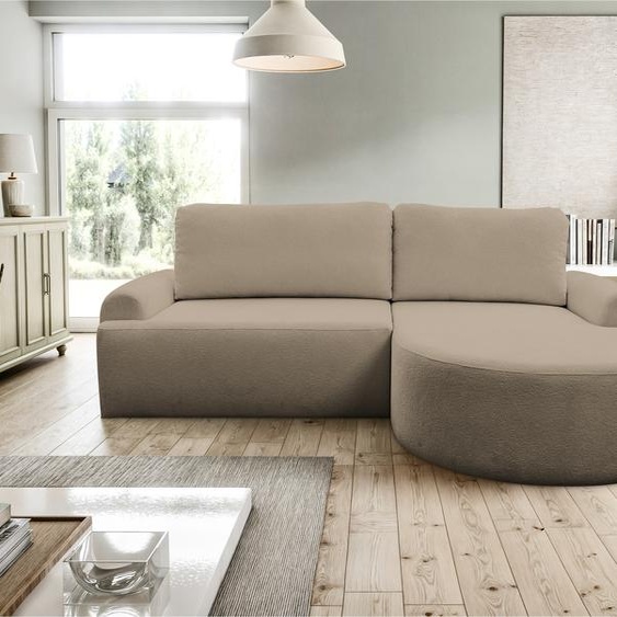 VENASI DREAM Canapé dangle droit avec fonction sommeil et coffre de lit Canapé dangle Canapé-lit en L CAPPUCCINO