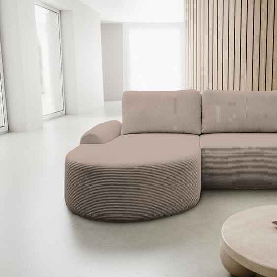 VENASI DREAM Canapé dangle gauche CORD avec fonction sommeil et coffre de lit Canapé dangle Canapé-lit en L CAPPUCCINO