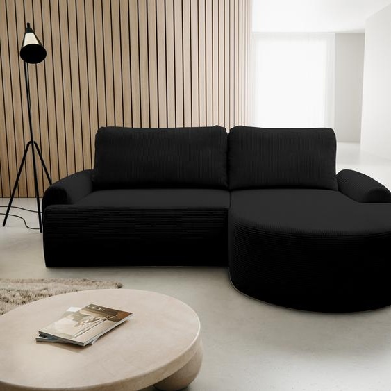 VENASI DREAM Droit Canapé dangle CORD avec fonction sommeil et coffre de lit Canapé dangle Canapé-lit en L NOIR